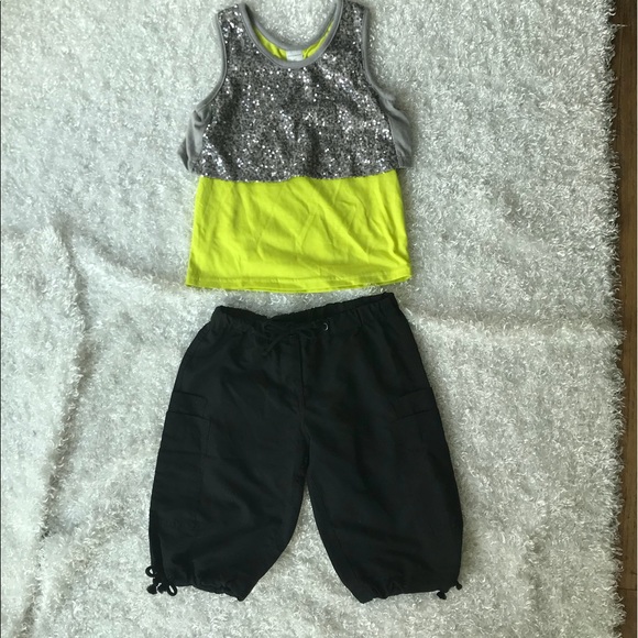 Other - Black yellow silver sequin hip hop dance costume